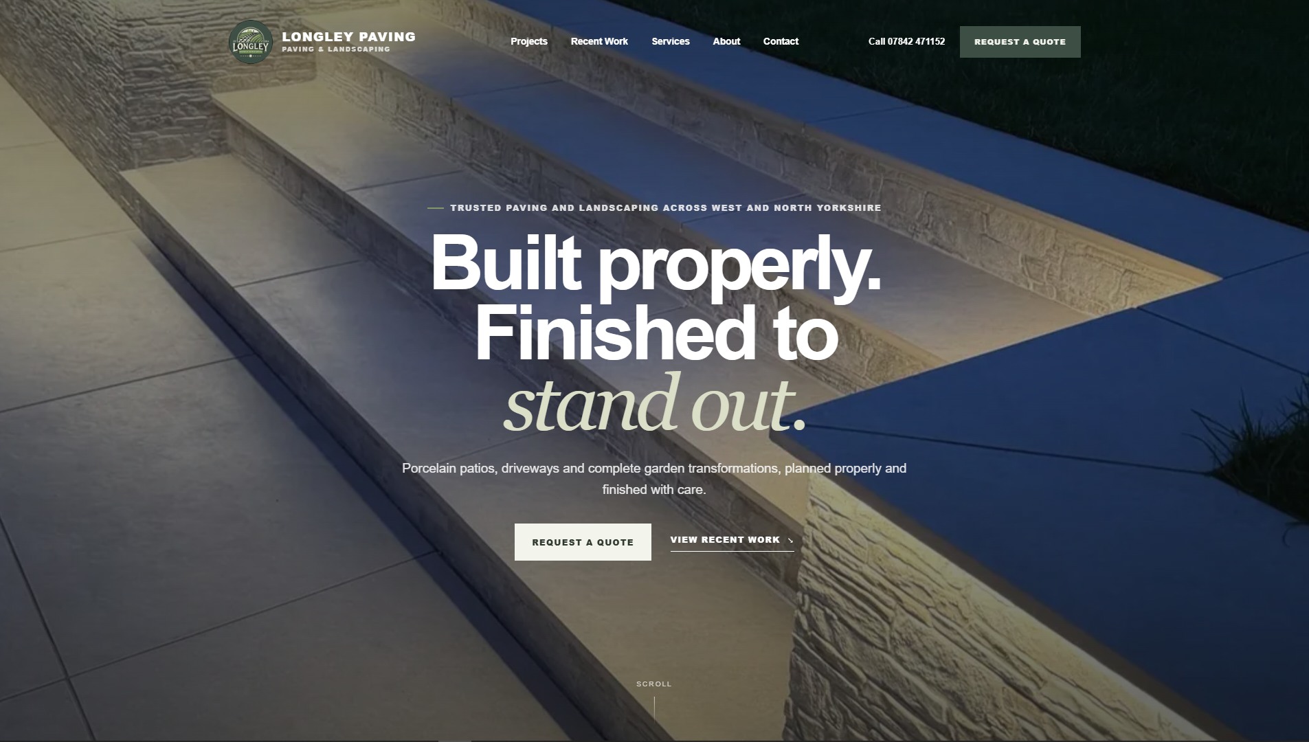 Longley Paving website homepage designed and built by VarleyLabs