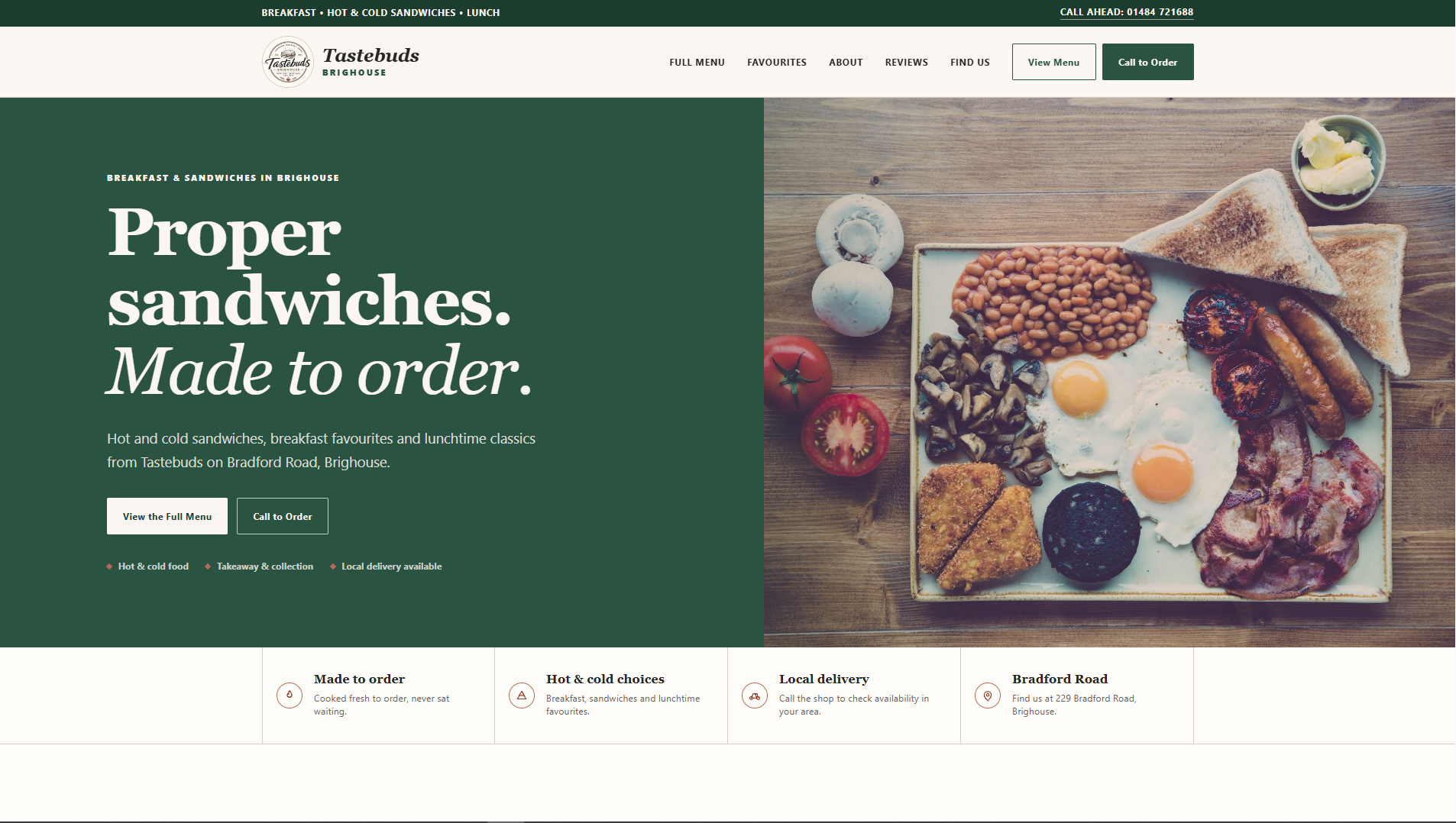 Tastebuds Brighouse website homepage designed and built by VarleyLabs