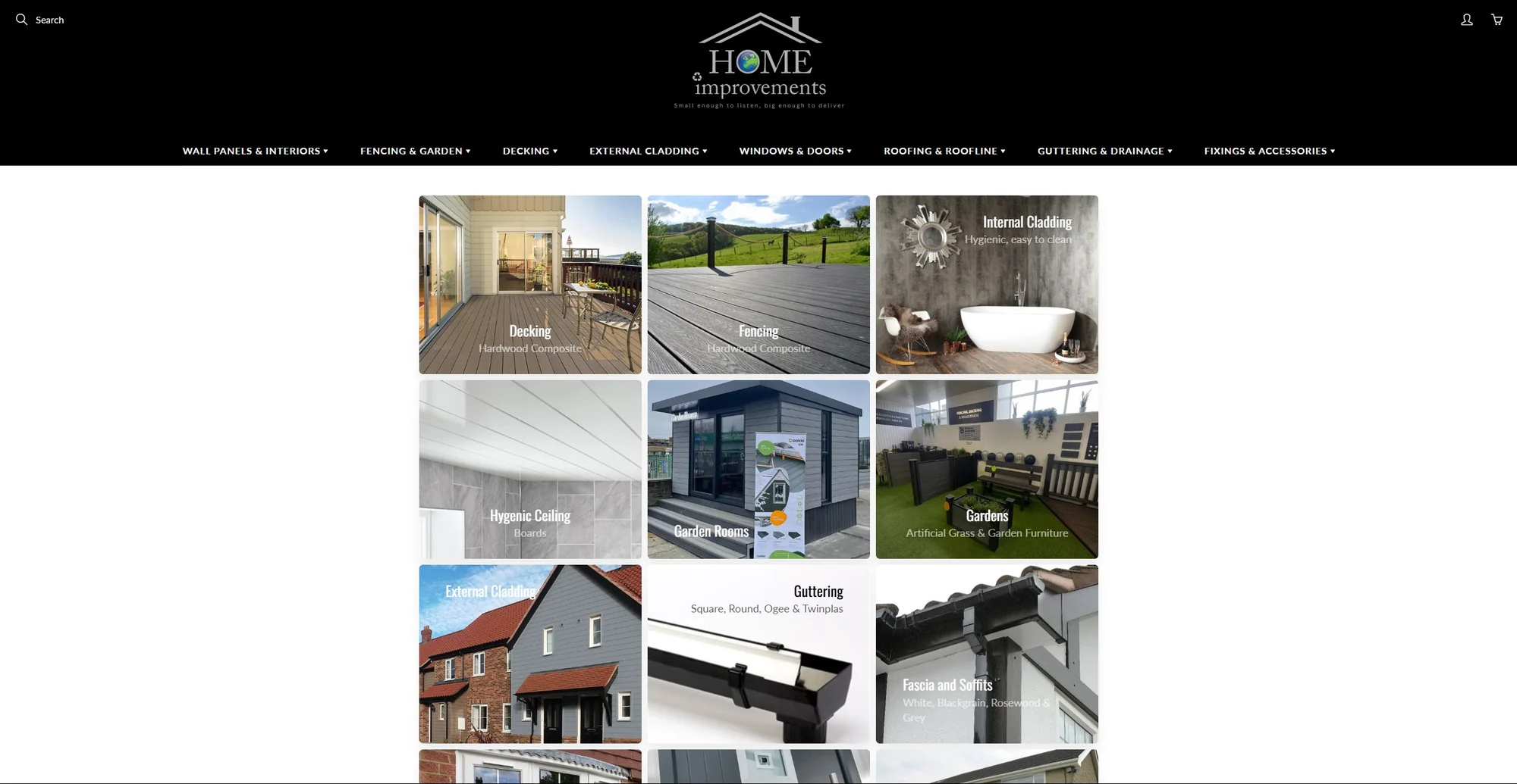 Previous Home Improvement Supplies homepage before the rebuild